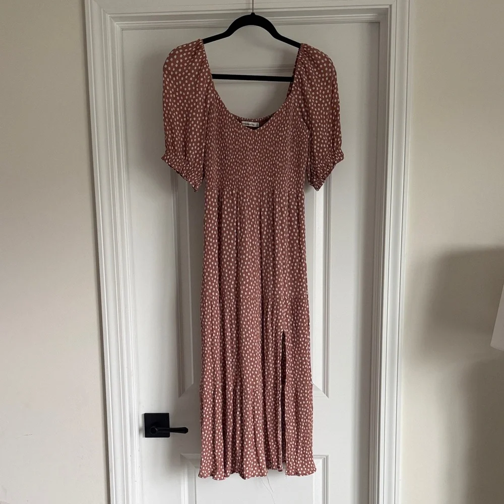 Abercrombie & Fitch Rusty Rose Polka Dot Maxi Dress